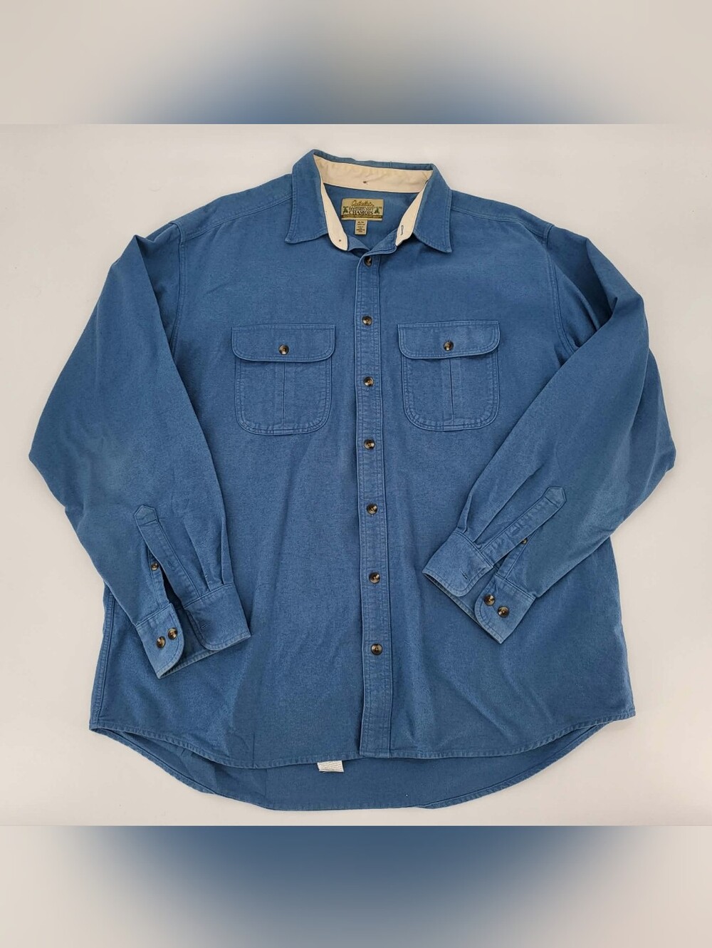 Cabela's Men's Denim-Blue Long Sleeve Button-Down Shirt
